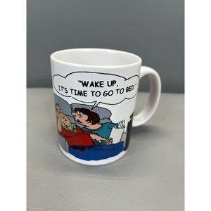 Boston America 90s MUG Risque Humorous Wake Up Time to Go to Bed Vintage Funny